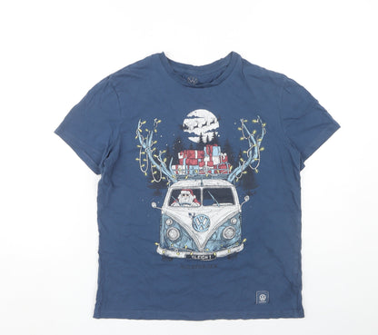 Volkswagen Men's Blue Small Christmas Graphic T-Shirt