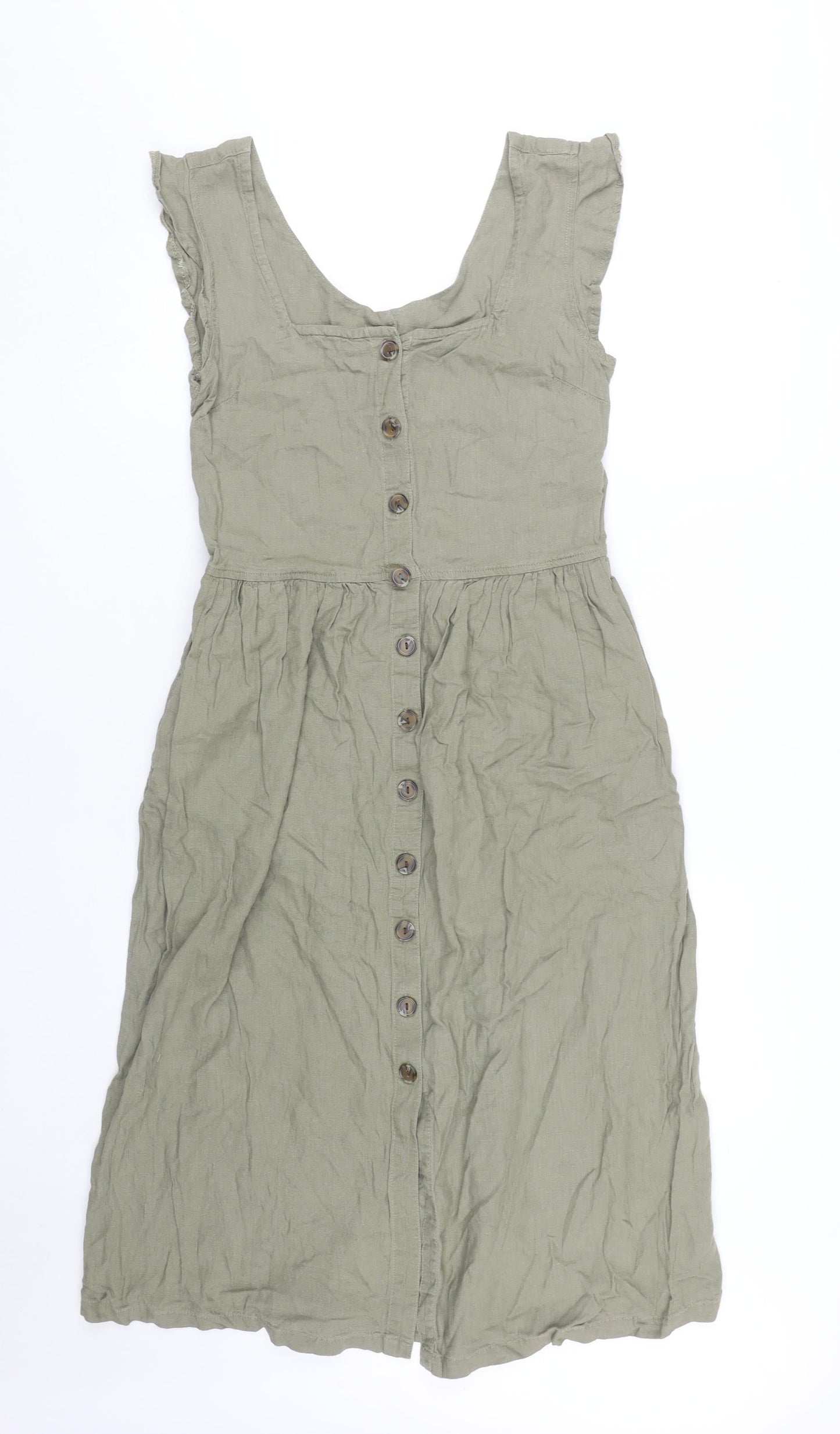 Next Women's Green Button Front Dress Size 8