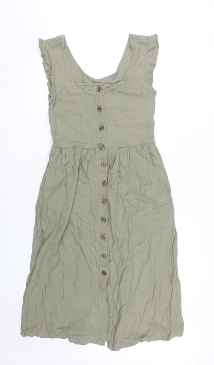 Next Women's Green Button Front Dress Size 8