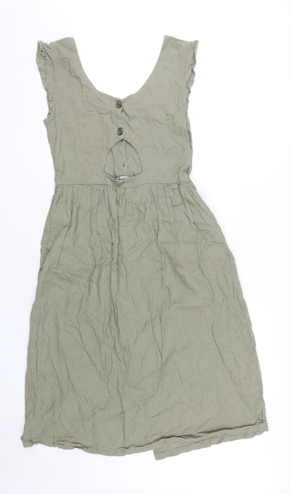 Next Women's Green Button Front Dress Size 8