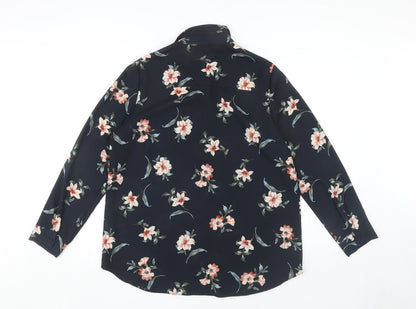 Womens UK Size 16 New Look Black Basic Button-Up