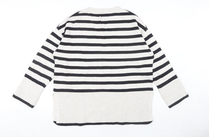 Oui Women's Striped Knit Jumper, Size 16, Black/White