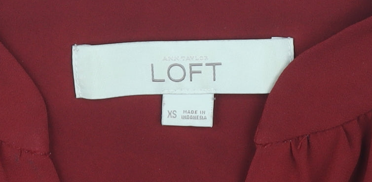 LOFT Women's Red Blouse, XS, Polyester, Casual