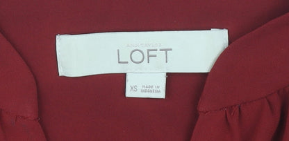 LOFT Women's Red Blouse, XS, Polyester, Casual