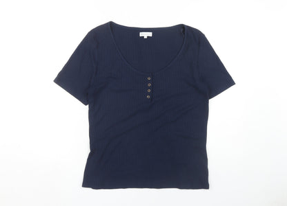 Womens UK Size 16 Warehouse Blue Basic T-Shirt