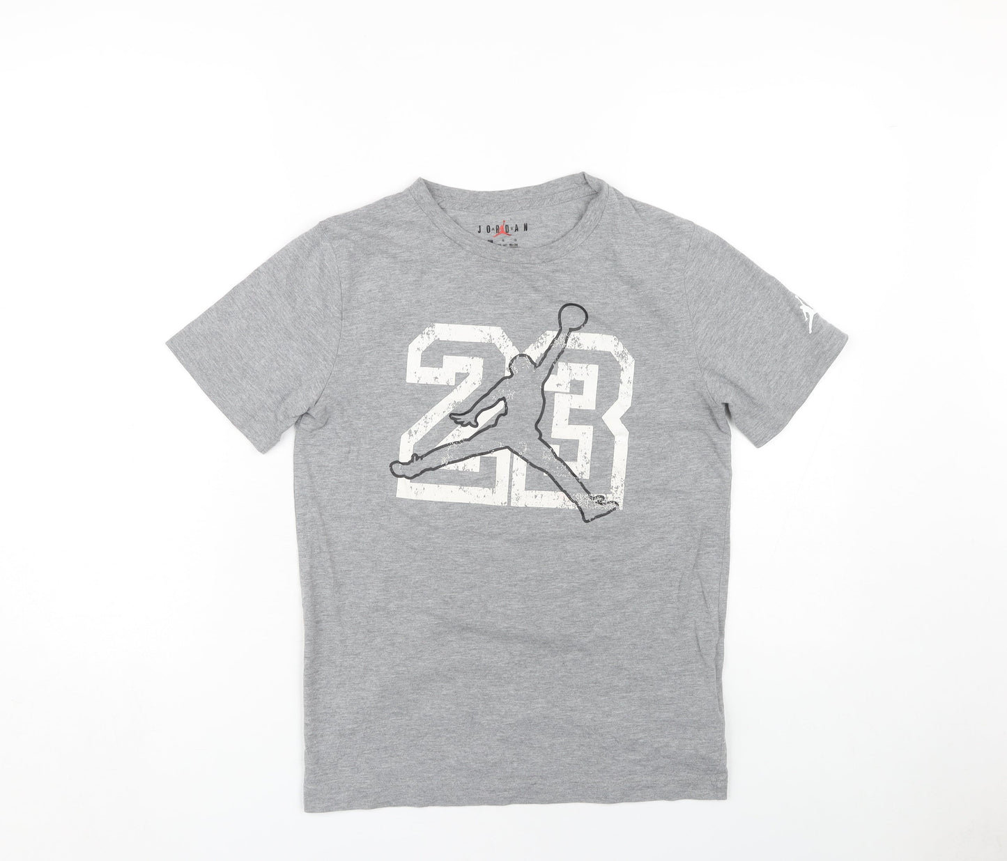 Jordan Boys Grey T-Shirt, Size L, Graphic Sports Tee