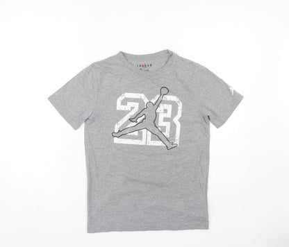 Jordan Boys Grey T-Shirt, Size L, Graphic Sports Tee