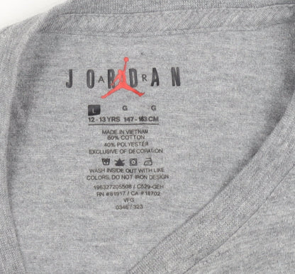 Jordan Boys Grey T-Shirt, Size L, Graphic Sports Tee