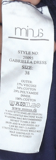 Minus Women's Blue Sheath Lace Dress Size 10 Short Sleeve