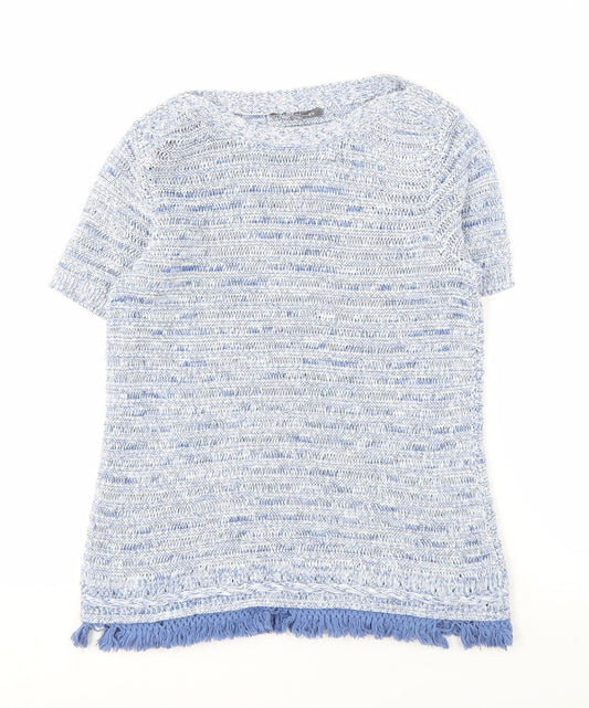 Laura Ashley Women's Blue Knit Jumper Fringe