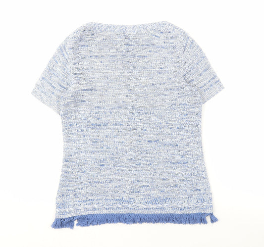 Laura Ashley Women's Blue Knit Jumper Fringe