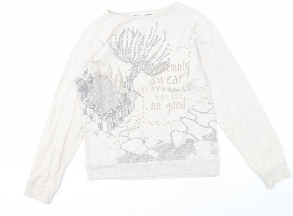 Harry Potter Girls Grey Long Sleeve Sweatshirt Size 12-14 Years