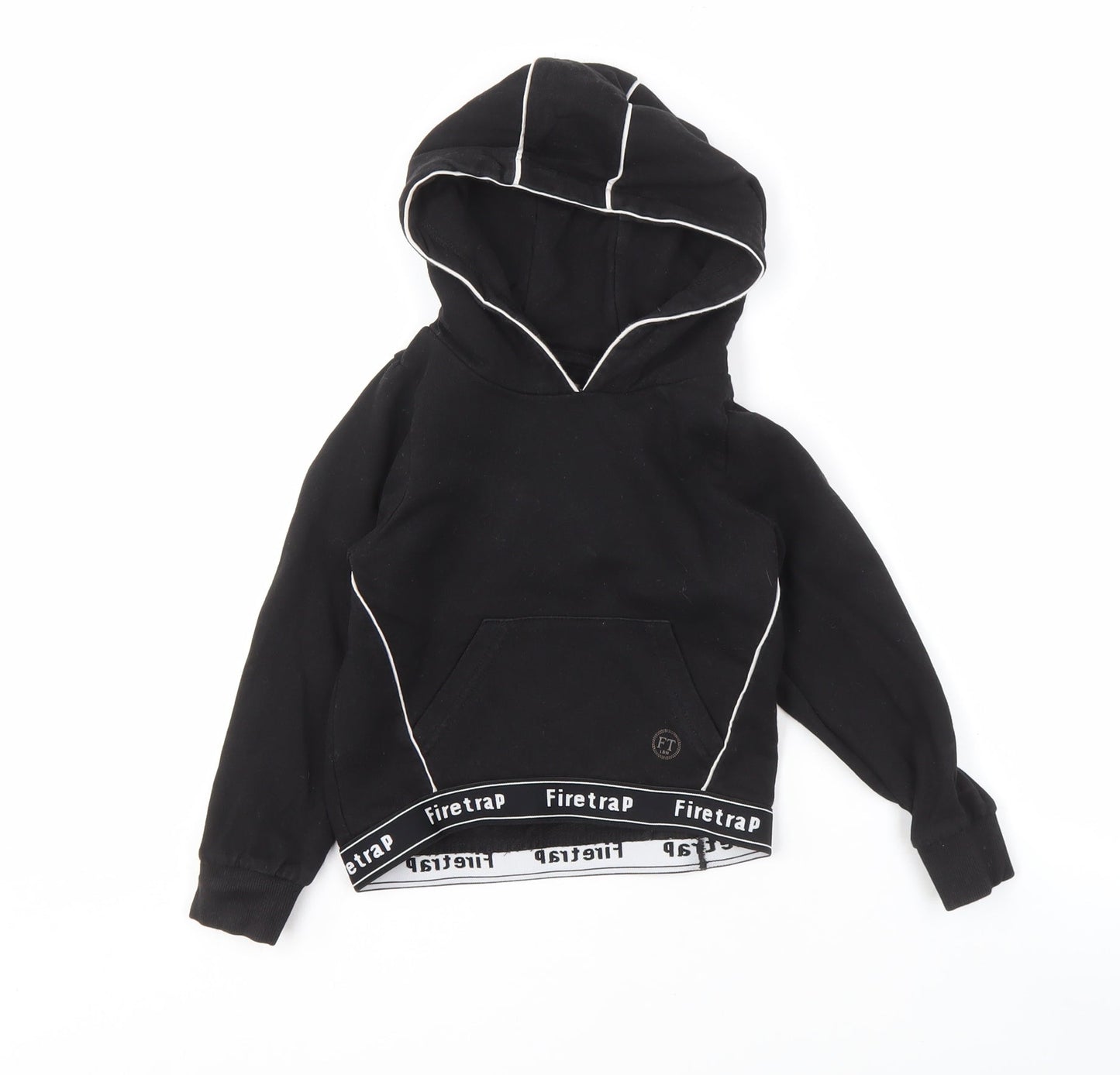Firetrap Girls Black Hoodie, Age 4-5, Pullover Cotton
