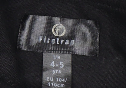 Firetrap Girls Black Hoodie, Age 4-5, Pullover Cotton
