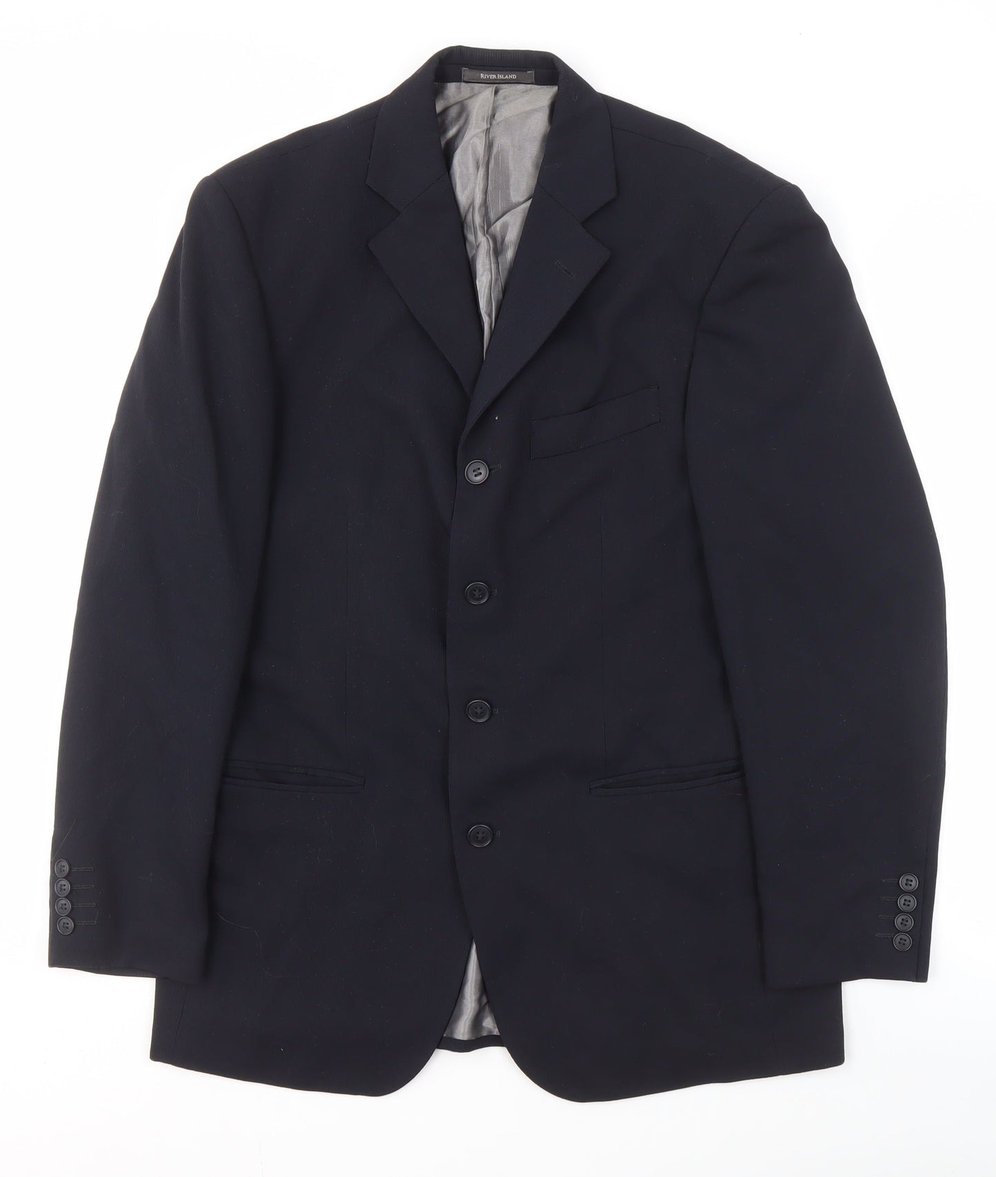 Mens UK Size 38 River Island Regular Black Suit Jacket