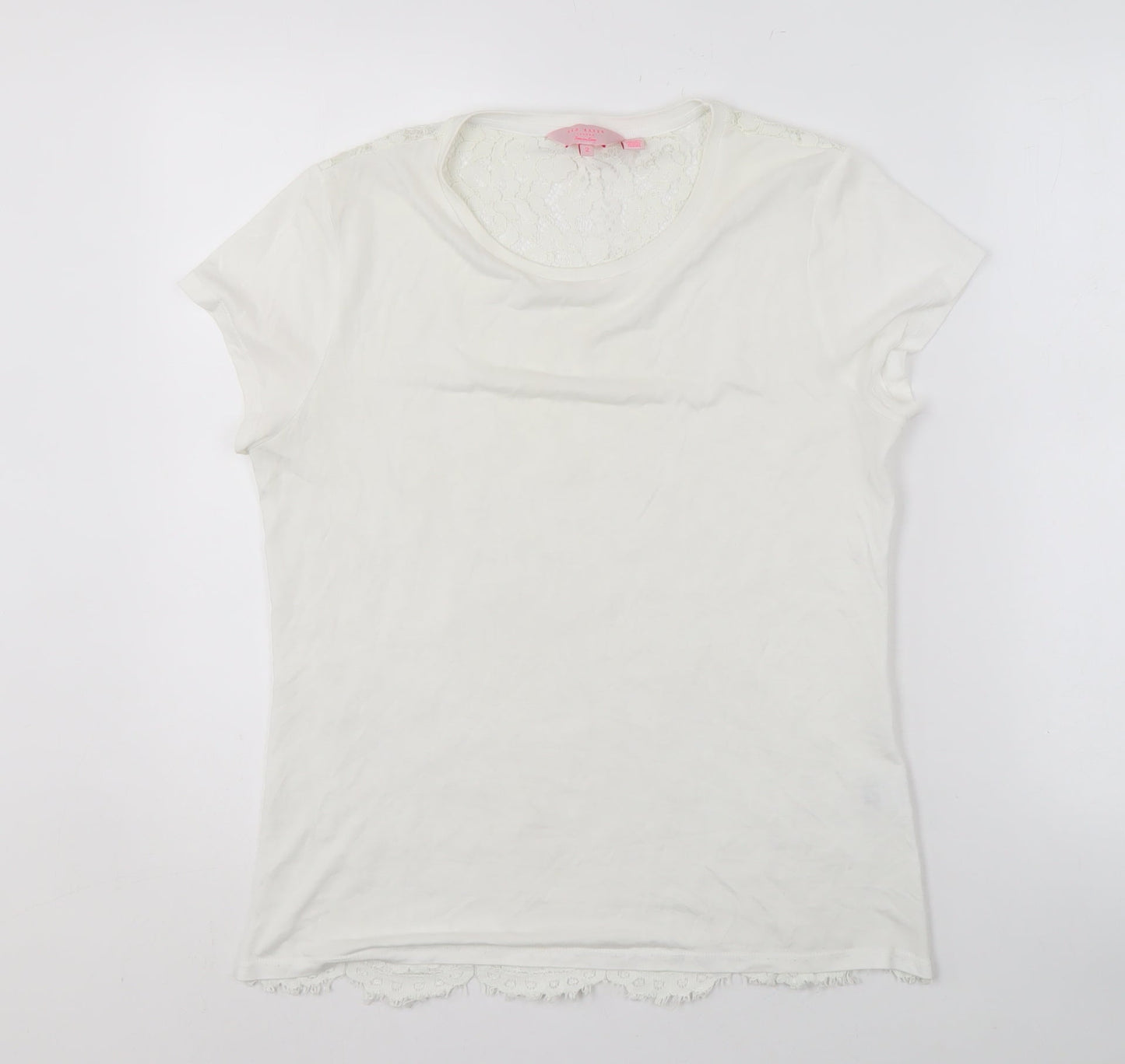 Womens UK Size 2 Ted Baker White Basic T-Shirt