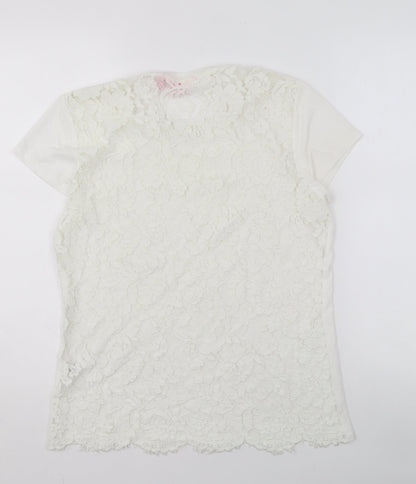 Womens UK Size 2 Ted Baker White Basic T-Shirt