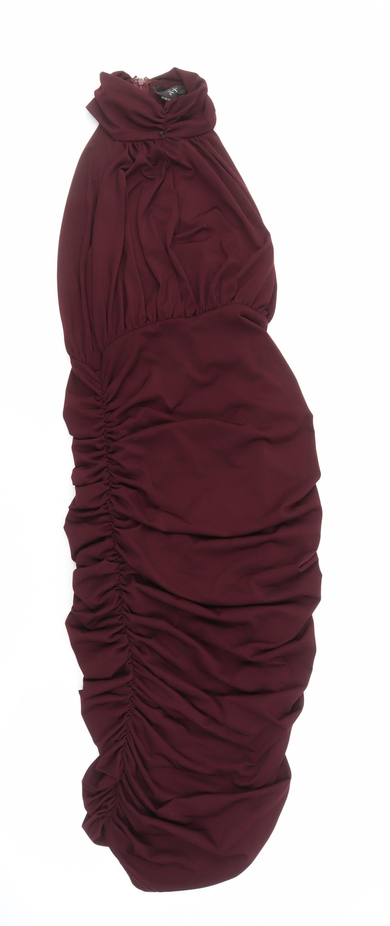 AX Women's Red Ruched Dress Size 10