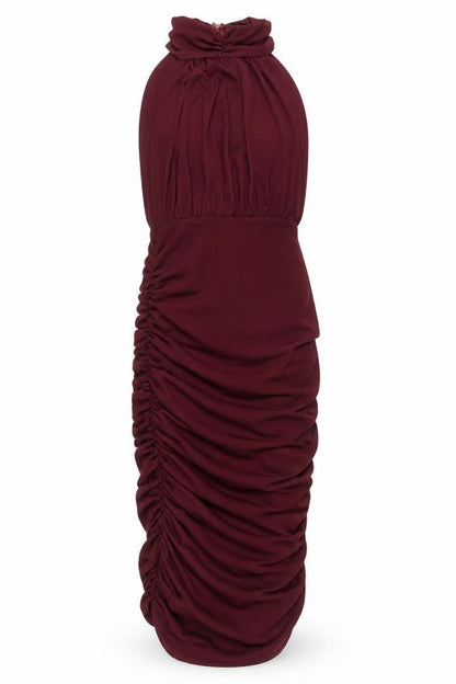 AX Women's Red Ruched Dress Size 10