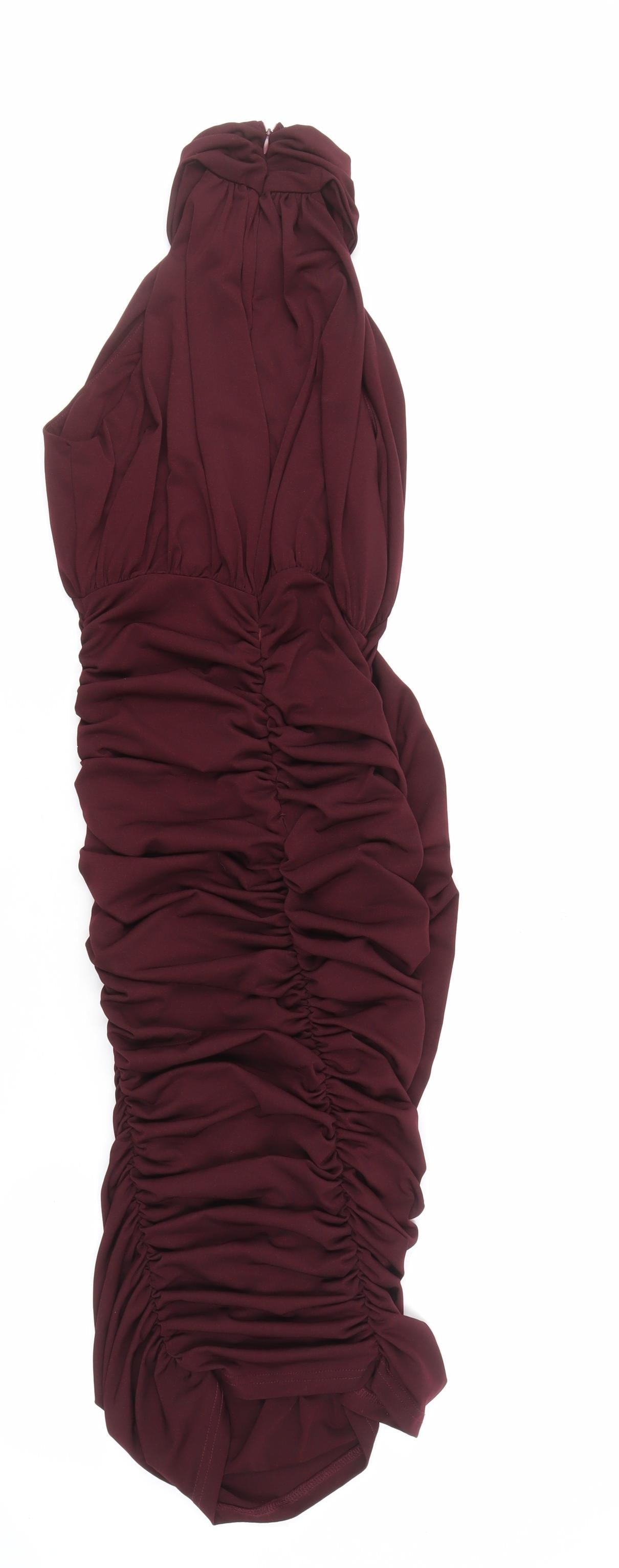 AX Women's Red Ruched Dress Size 10