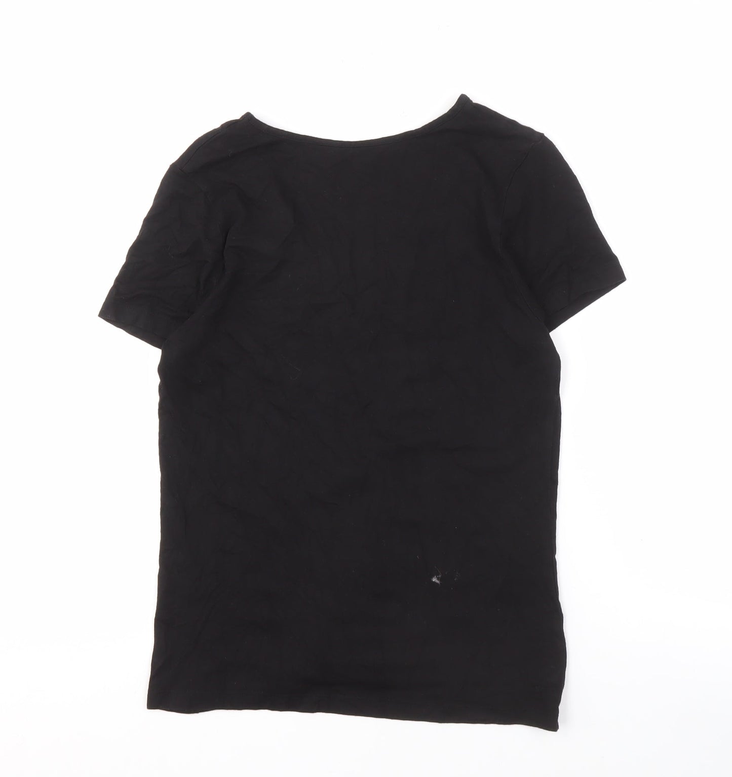 Berketex Women's Black V-Neck Embroidered T-Shirt - Size 12