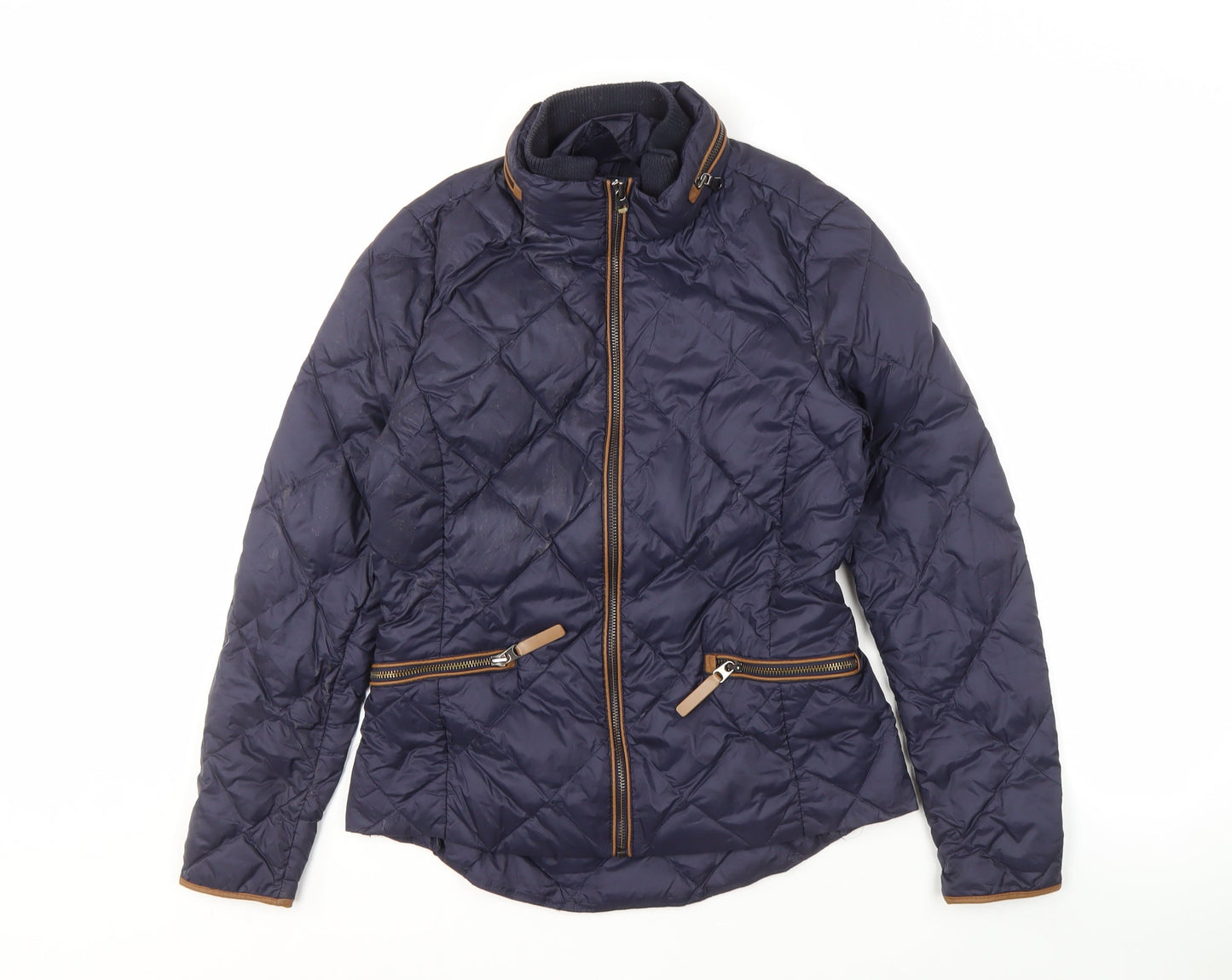 Womens UK Size 8 Marks and Spencer Blue Quilted Coat