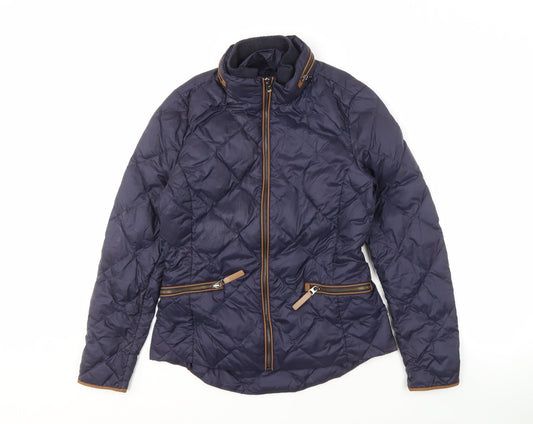 Womens UK Size 8 Marks and Spencer Blue Quilted Coat