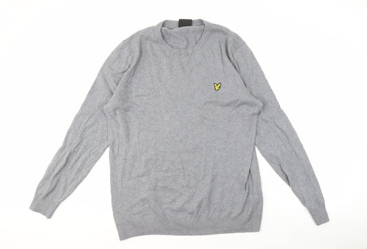 Lyle & Scott Men's Grey Cotton Pullover Jumper - Size L