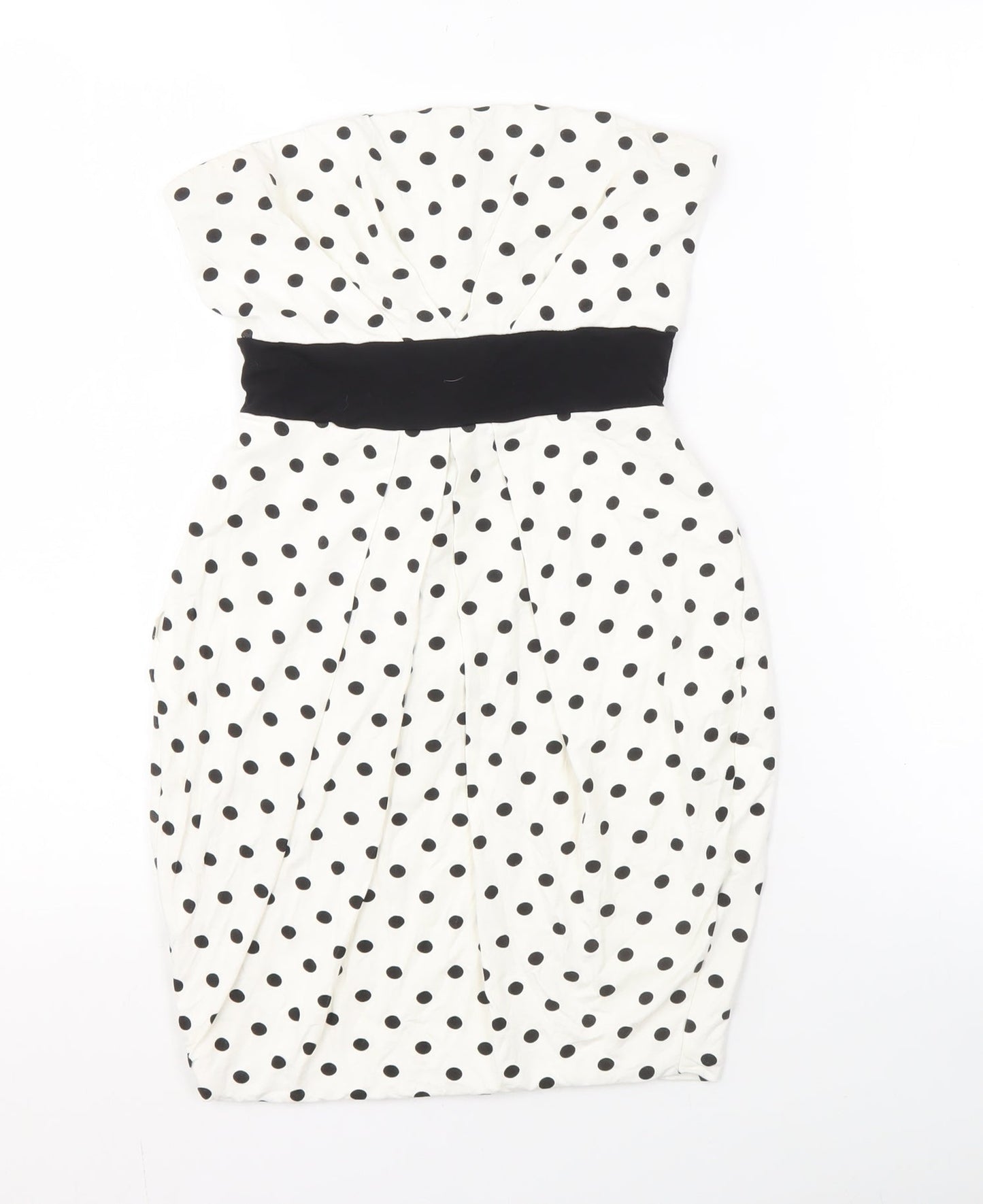 Women's White Polka Dot Strapless Dress