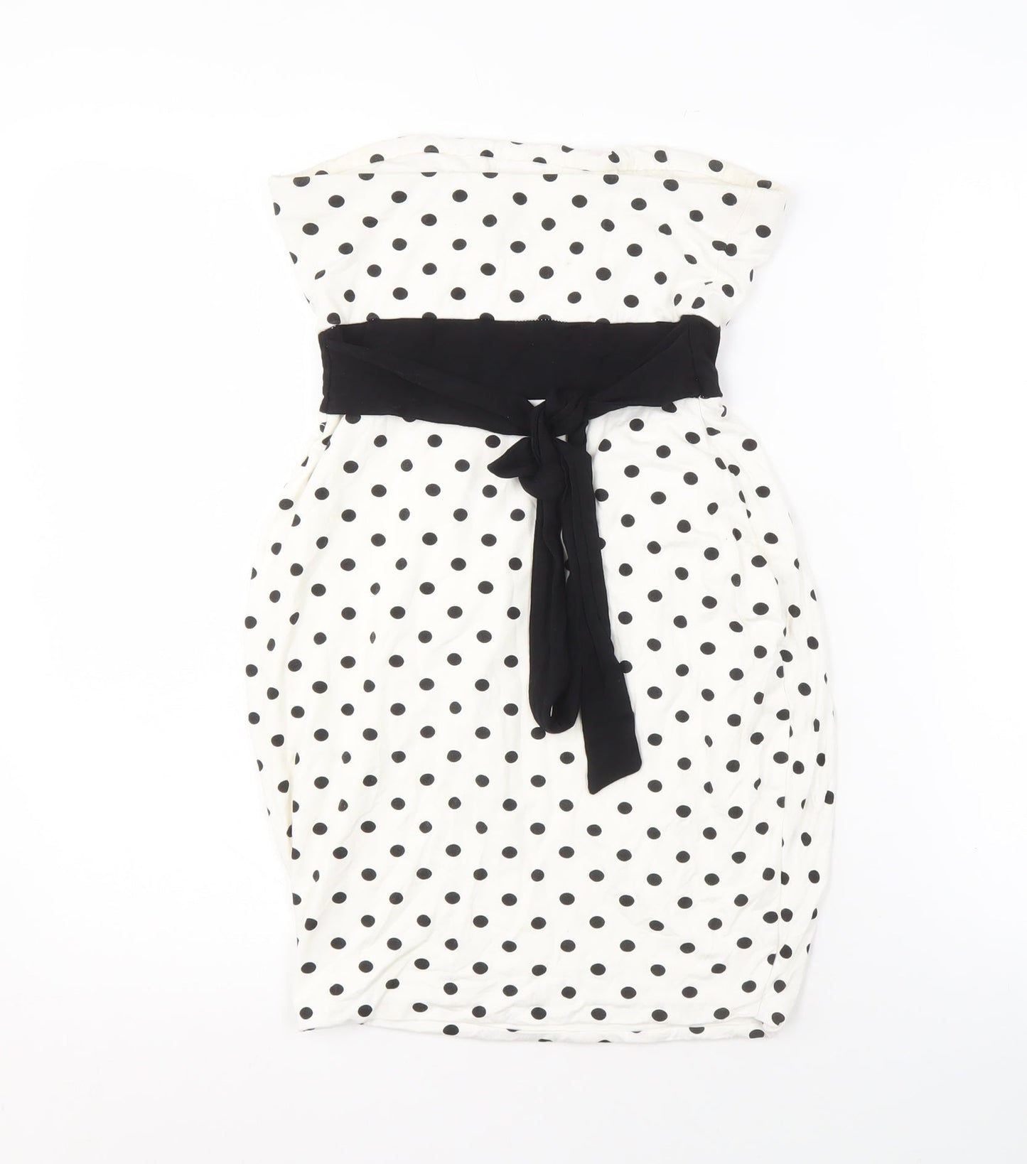Women's White Polka Dot Strapless Dress
