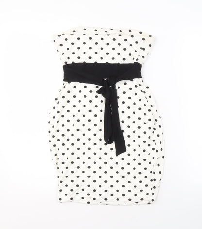 Women's White Polka Dot Strapless Dress