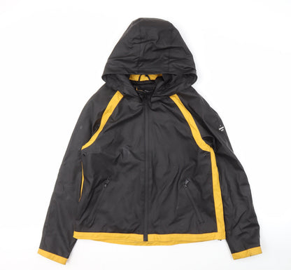 Jayloucy Women's Black Hooded Rain Jacket Size 10