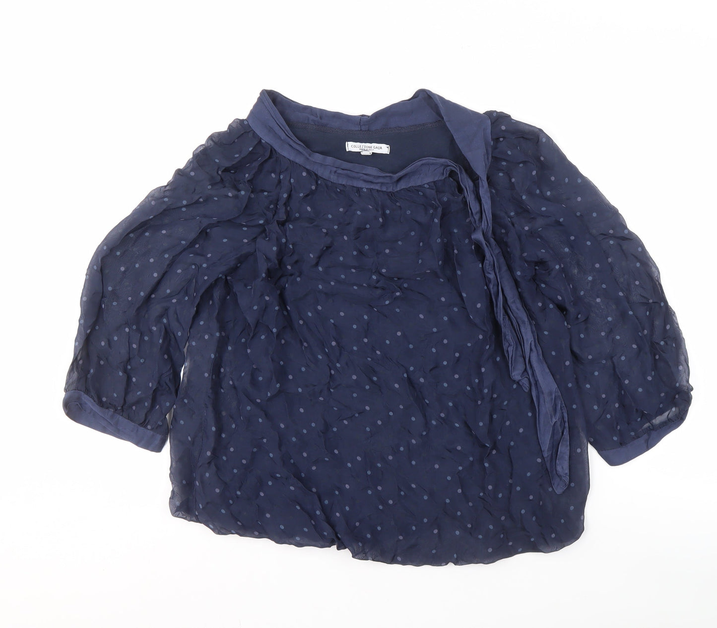 Collezione Gaia Women's Blue Polka Dot Tunic Blouse, M
