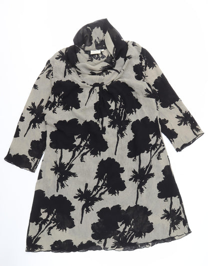 Adini Women's Black Floral Long Sleeve Dress