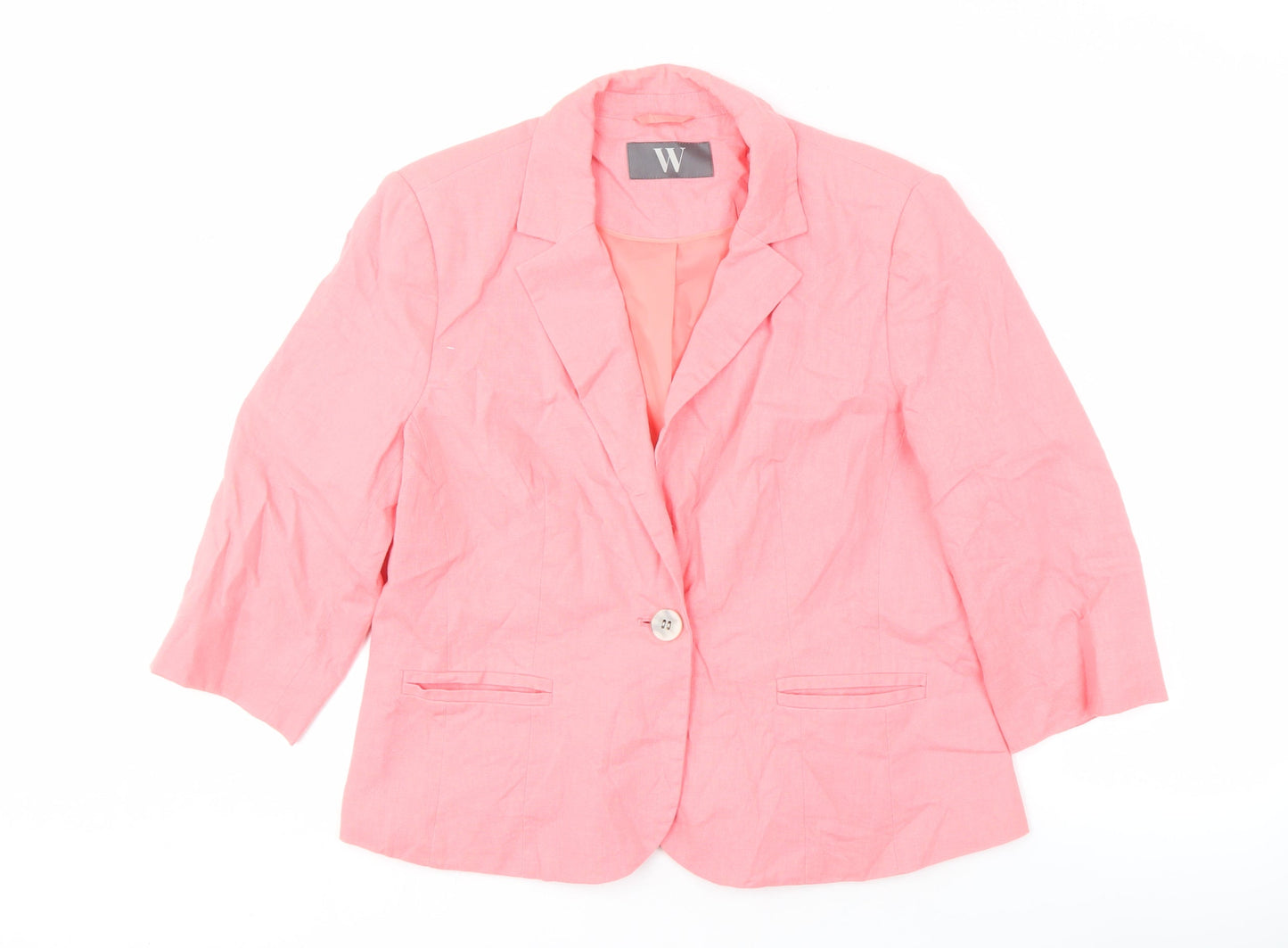 BHS Women's Pink Linen Blazer Size 16 Notch Lapel