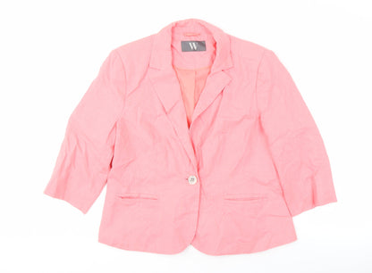 BHS Women's Pink Linen Blazer Size 16 Notch Lapel