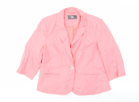 BHS Women's Pink Linen Blazer Size 16 Notch Lapel