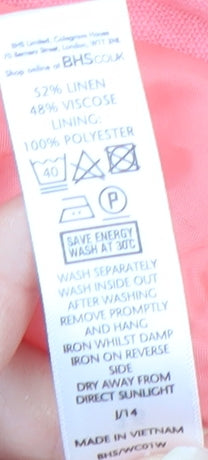 BHS Women's Pink Linen Blazer Size 16 Notch Lapel