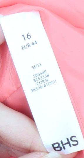 BHS Women's Pink Linen Blazer Size 16 Notch Lapel