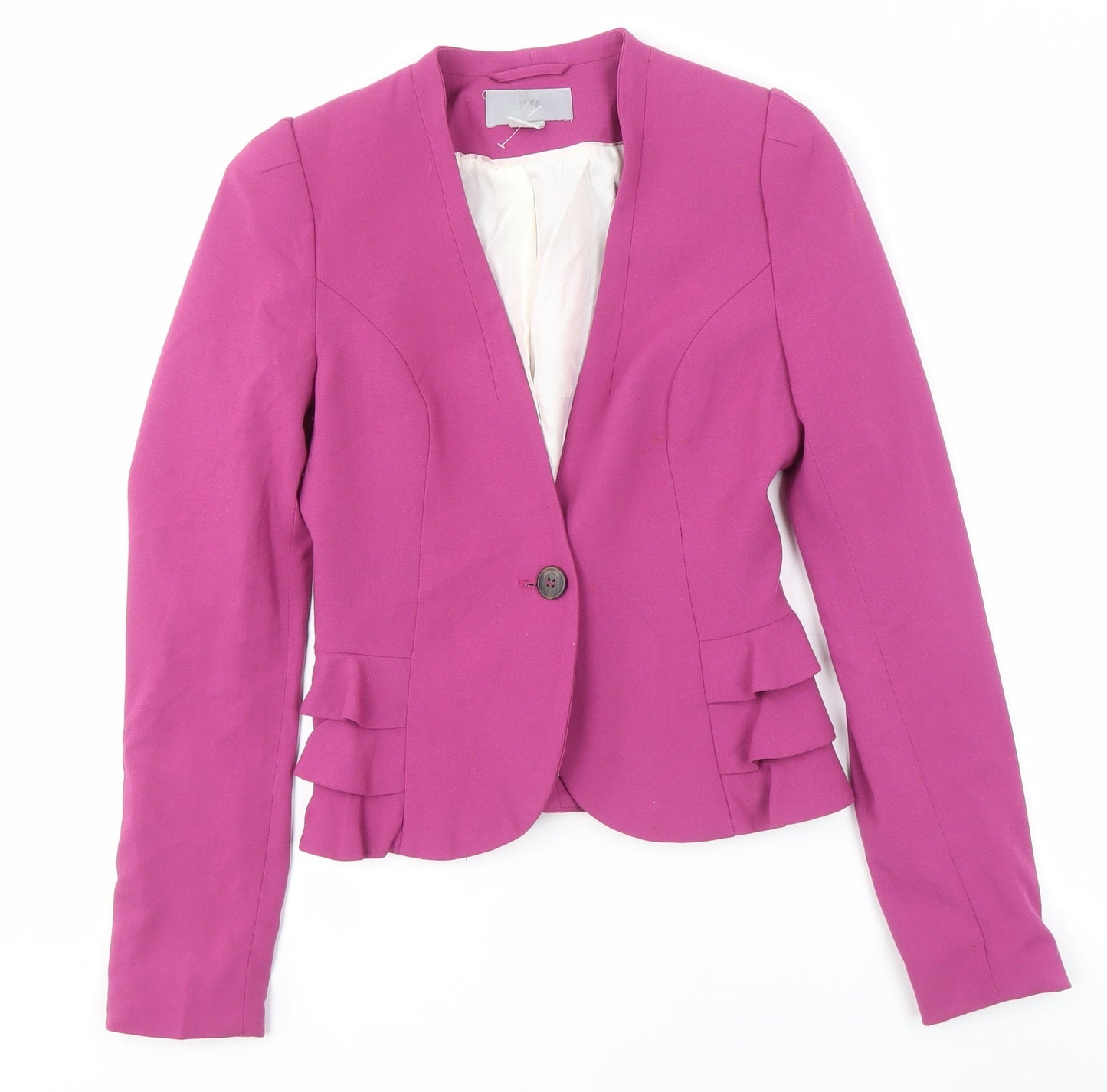 H&M Women's Pink Blazer Size 6 Ruffled