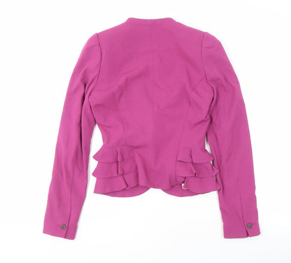 H&M Women's Pink Blazer Size 6 Ruffled