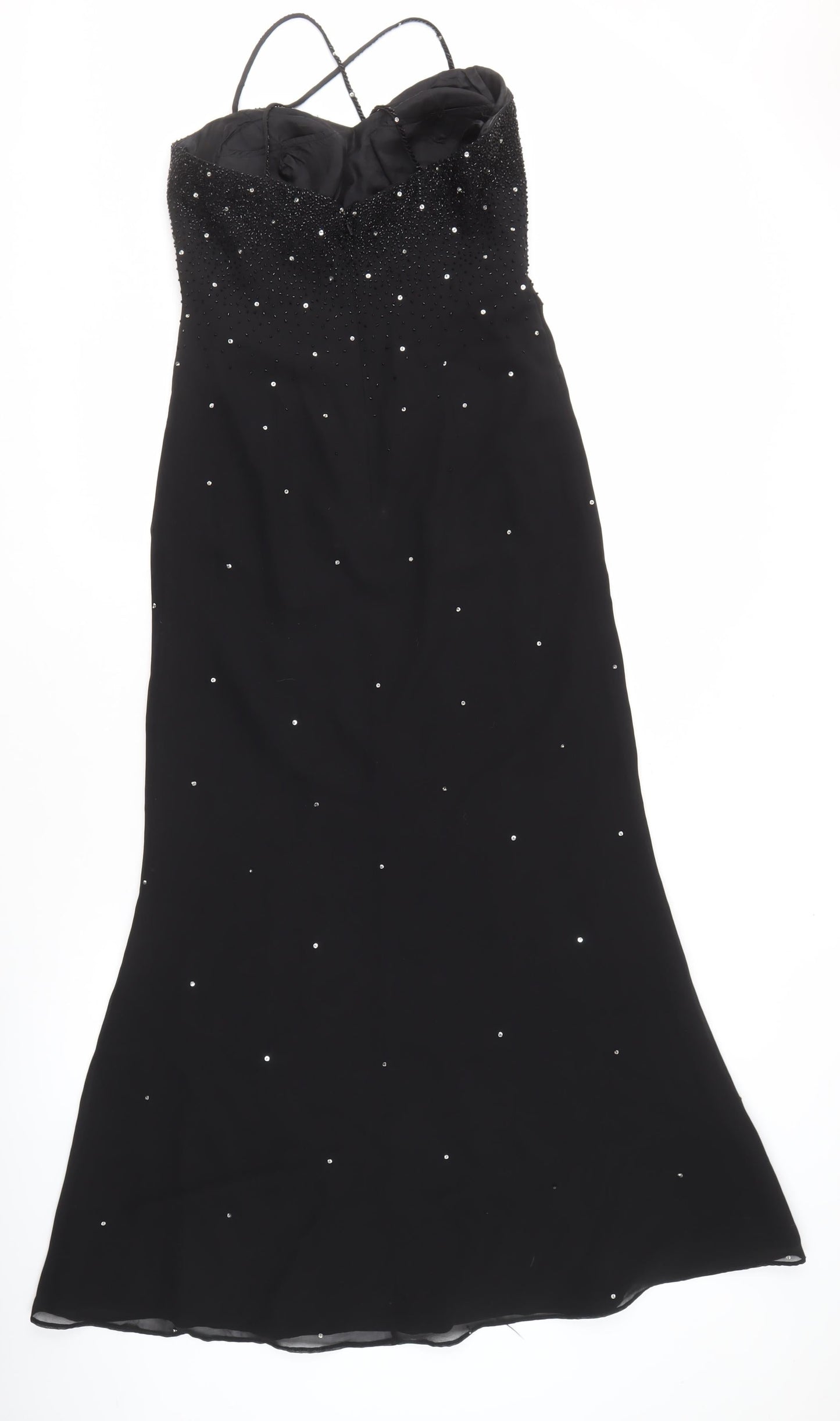 Marvie Women's Black Beaded Long Sleeveless Dress