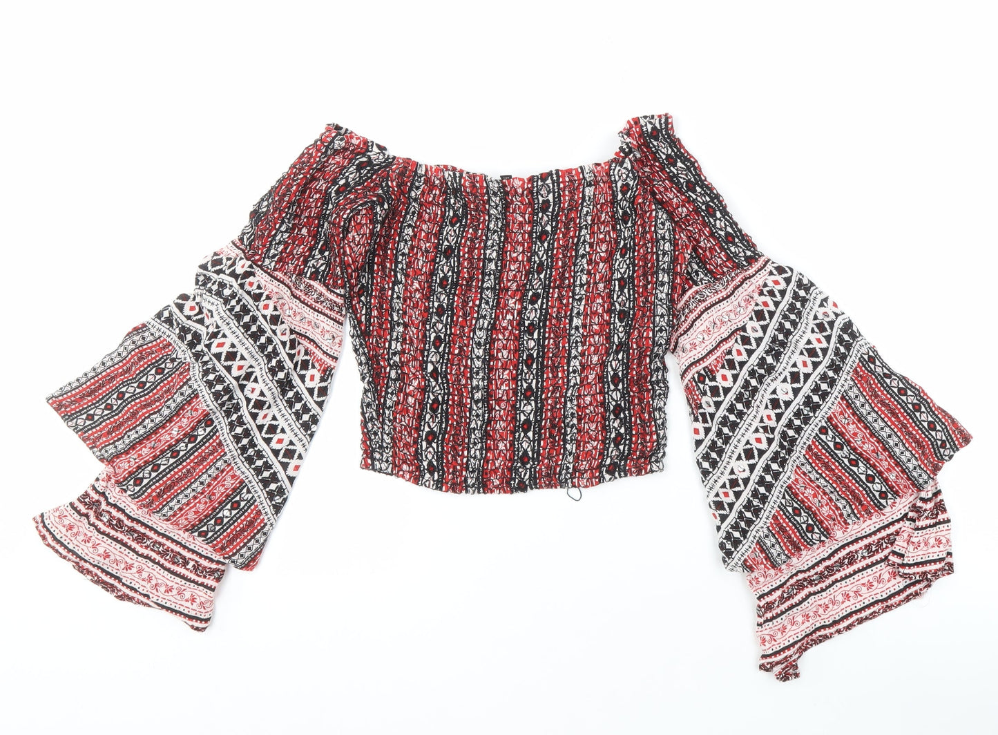 Womens UK Size 8 River Island Multicoloured Cropped Blouse