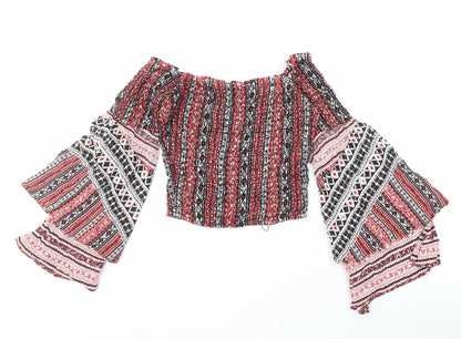 Womens UK Size 8 River Island Multicoloured Cropped Blouse