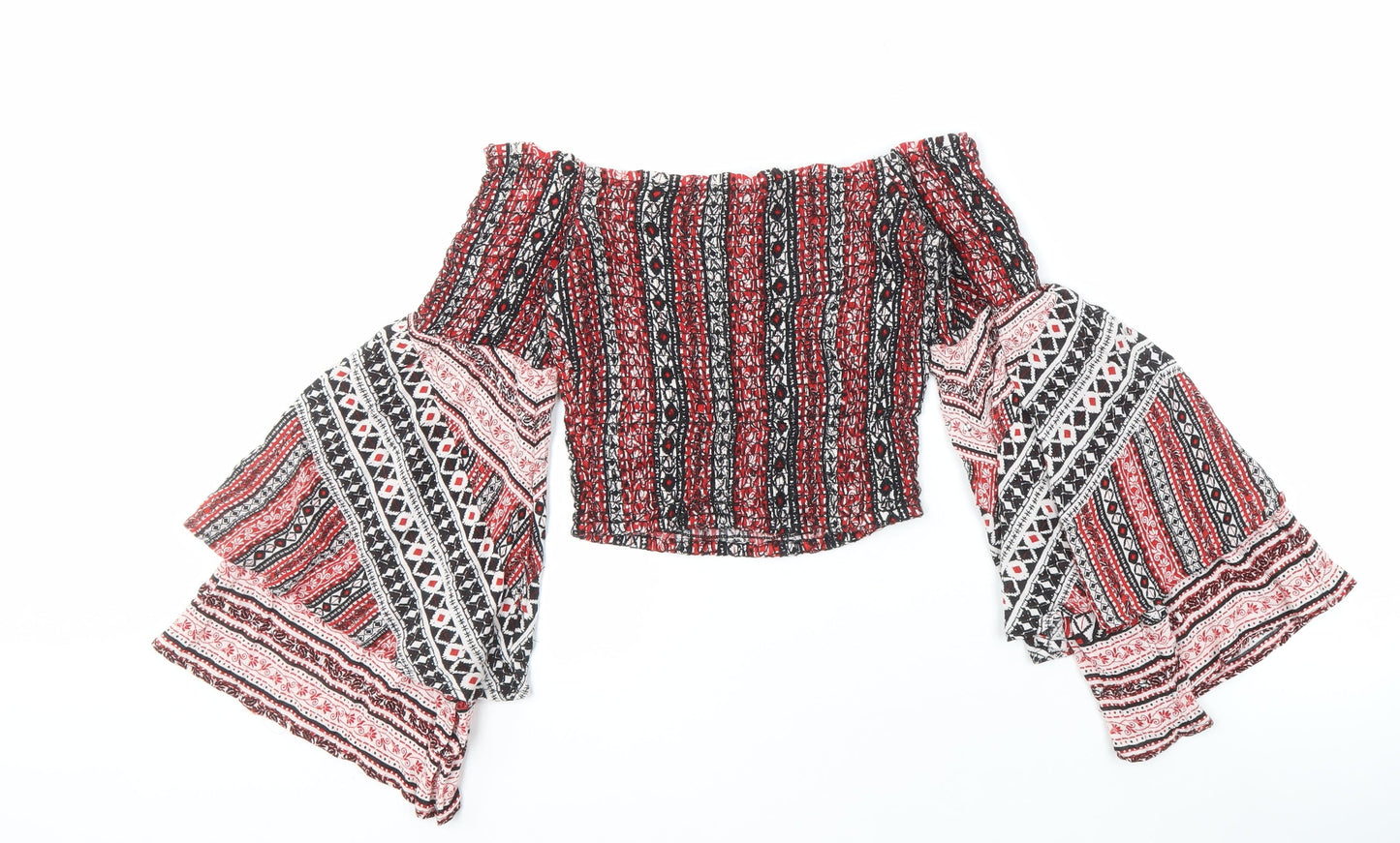 Womens UK Size 8 River Island Multicoloured Cropped Blouse
