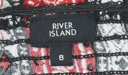 Womens UK Size 8 River Island Multicoloured Cropped Blouse