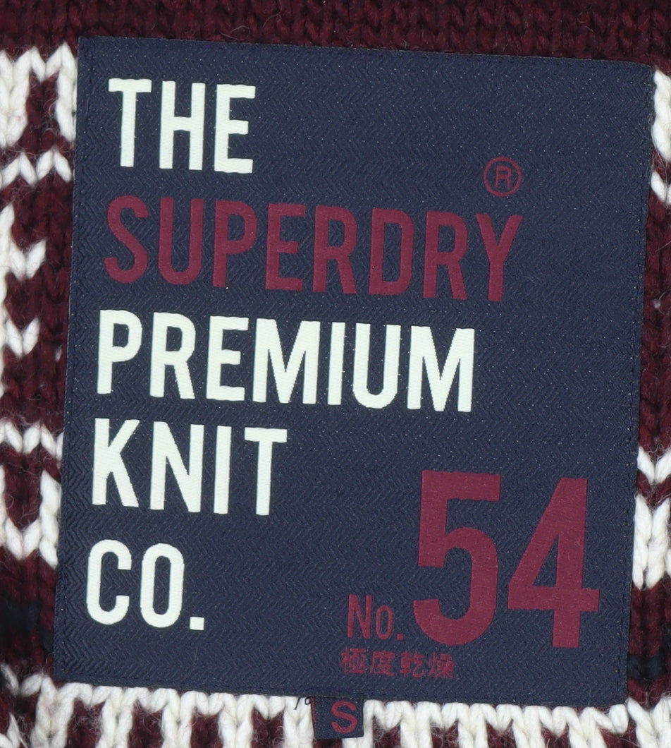 Superdry Men’s Red Cardigan Small Knit Jumper