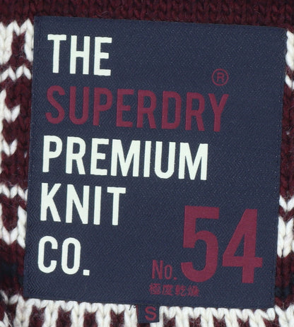 Superdry Men’s Red Cardigan Small Knit Jumper