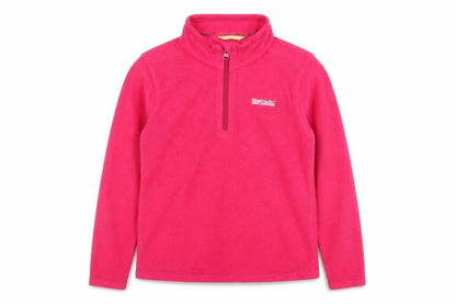 Front view of Regatta girls’ pink fleece pullover, size 11-12, lightweight