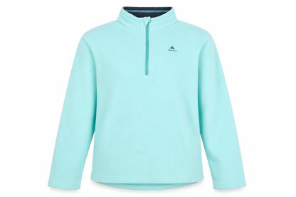 Front view of Decathlon girls’ blue fleece pullover sweatshirt 12-13 years